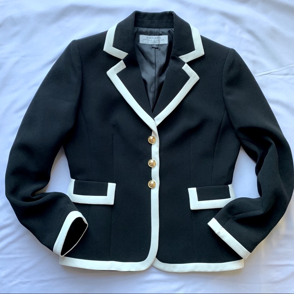 Tahari Women’s Suit Jacket Blazer Black & White
